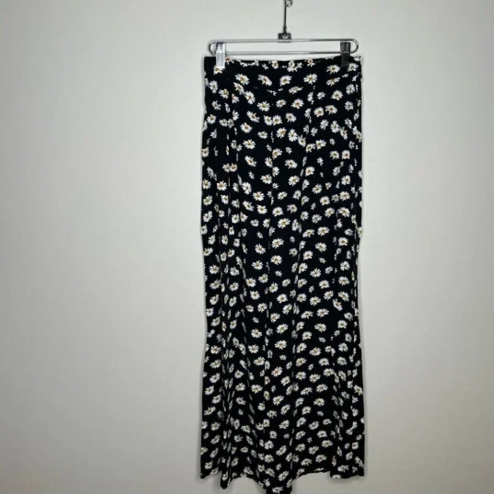 Laura Bianchi Wide Leg Daisy Print Pants Black Small
